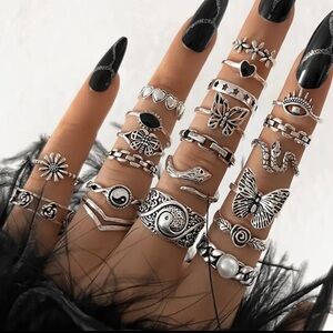 21pcs Punk Style Stacking Rings